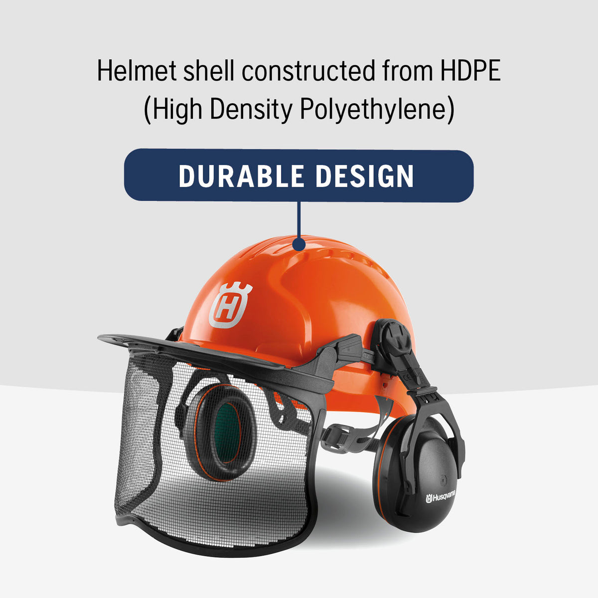Husqvarna 592752601 Chainsaw Helmet with HDPE Shell, Face Shield, Ear Muffs and Sun Peak, Chainsaw Safety Gear