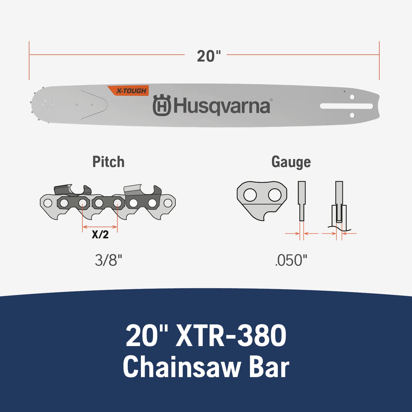 Husqvarna 20-Inch Chainsaw Solid Guide Bar - 596687472
