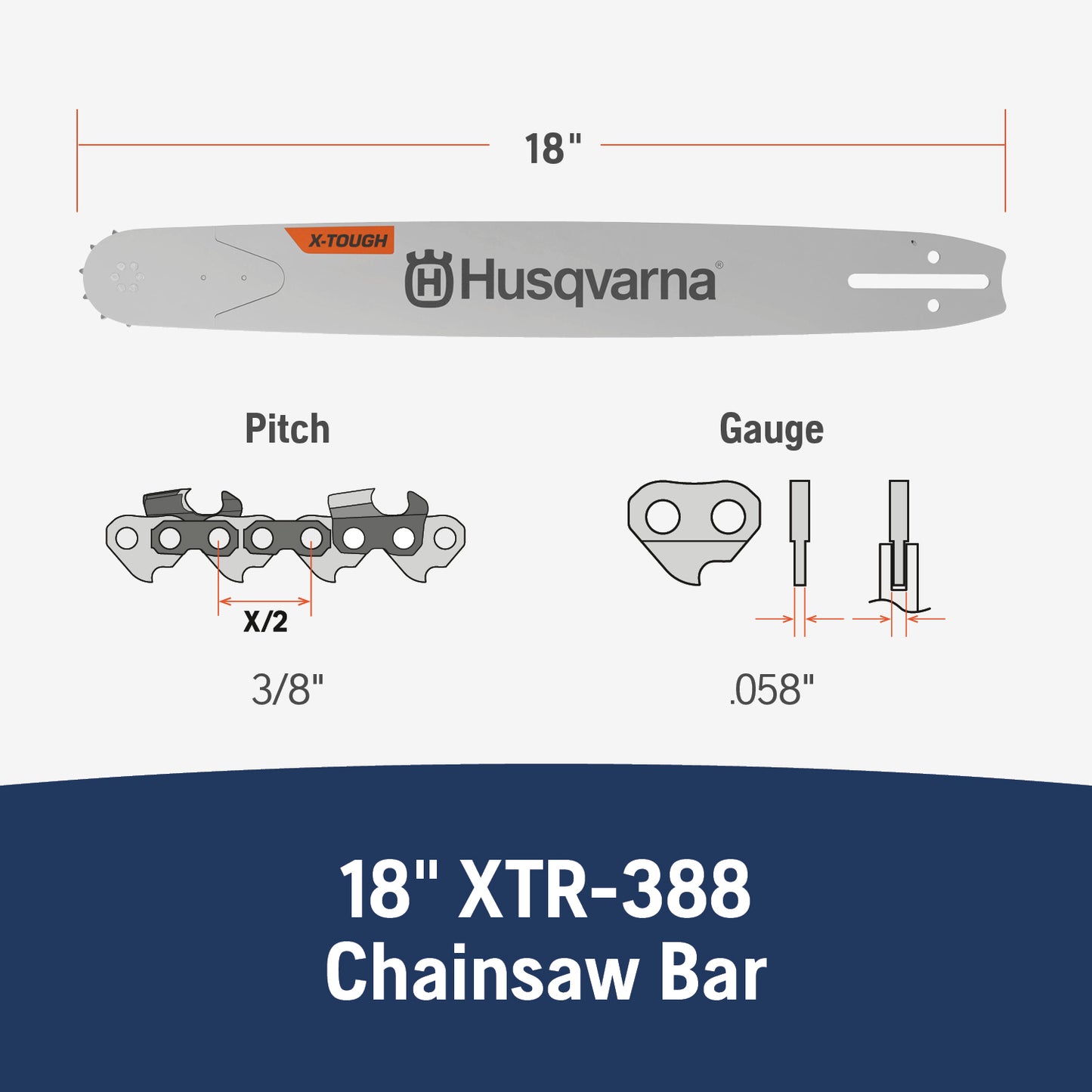 Husqvarna 18-Inchxtbar,Ht-388-68,3/8,.05 - 596689168