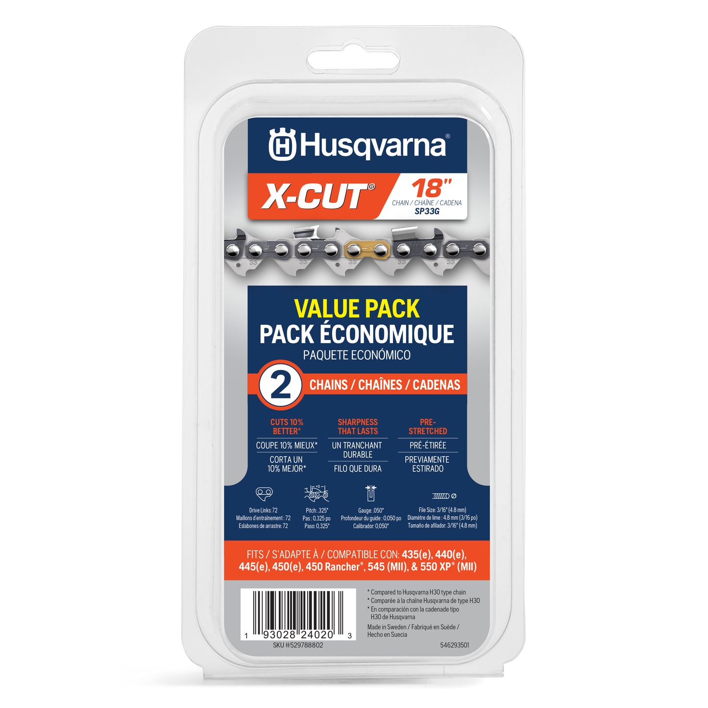 Husqvarna SP33G 18-Inch Chainsaw Chain 2-Pack - 529788802