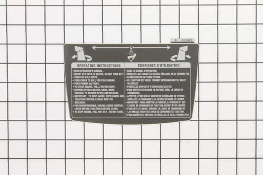 Husqvarna Snow Blower Engine Instruction Decal - 532429573
