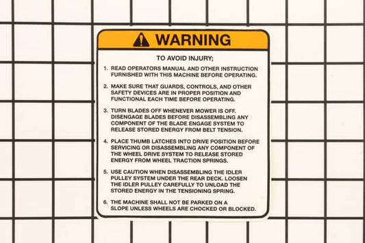 Husqvarna Equipment Operation Decal - 539101891
