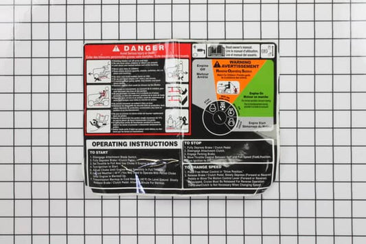 Husqvarna Engine Starting Instruction Warning Decal - 581578701