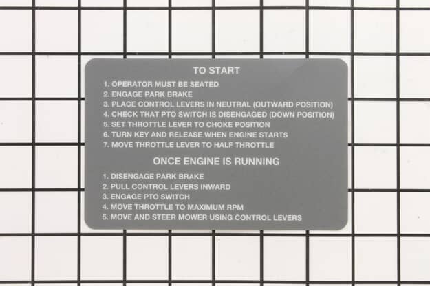 Husqvarna Lawn Mower Start Decal - 586342501