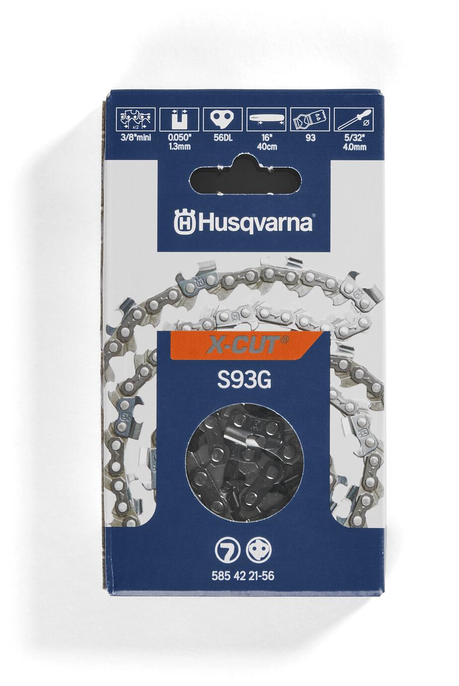 Husqvarna Chainsaw X-Cut S93G 16-Inch Semi-Chisel Chain - 585422156