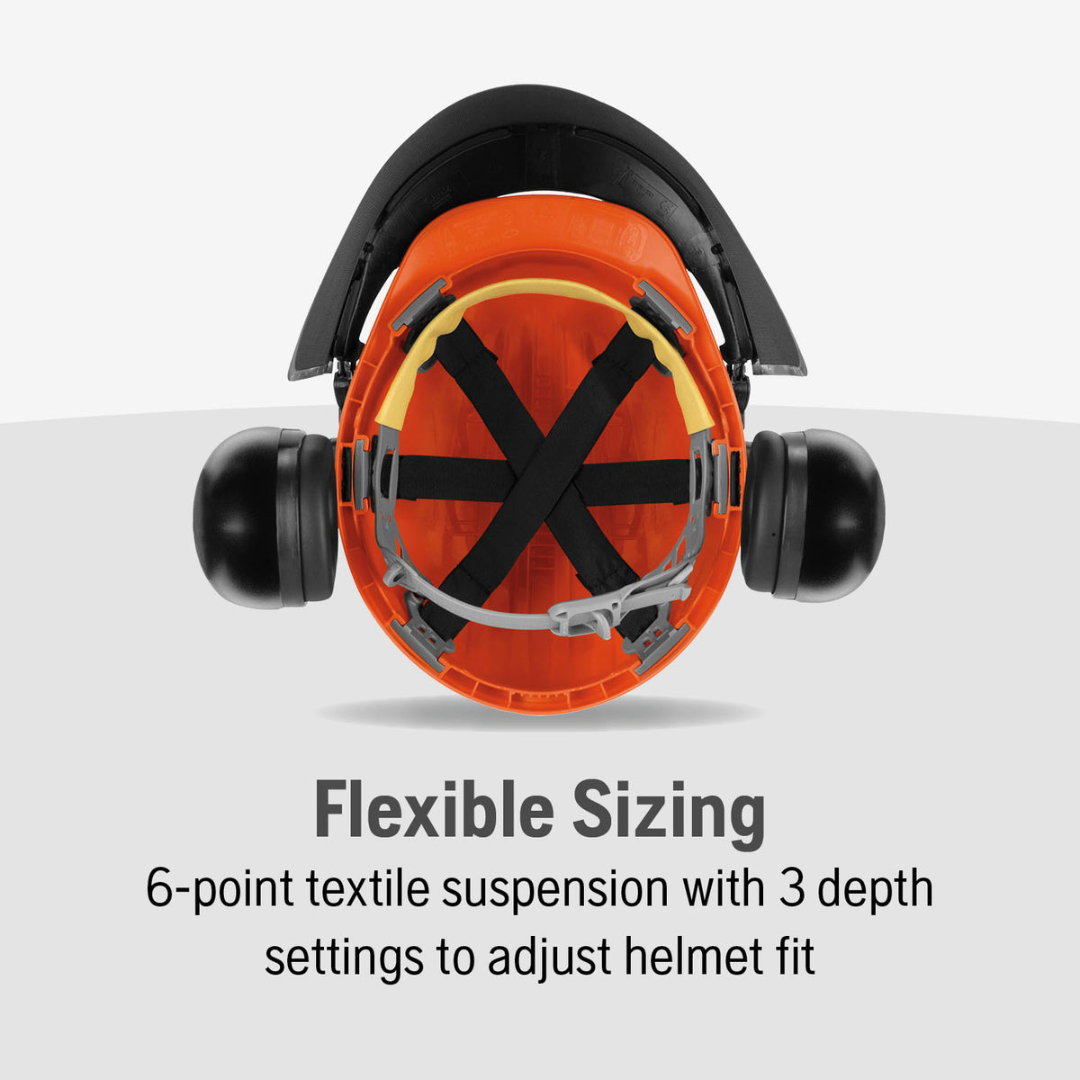 Husqvarna 592752601 Chainsaw Helmet with HDPE Shell, Face Shield, Ear Muffs and Sun Peak, Chainsaw Safety Gear