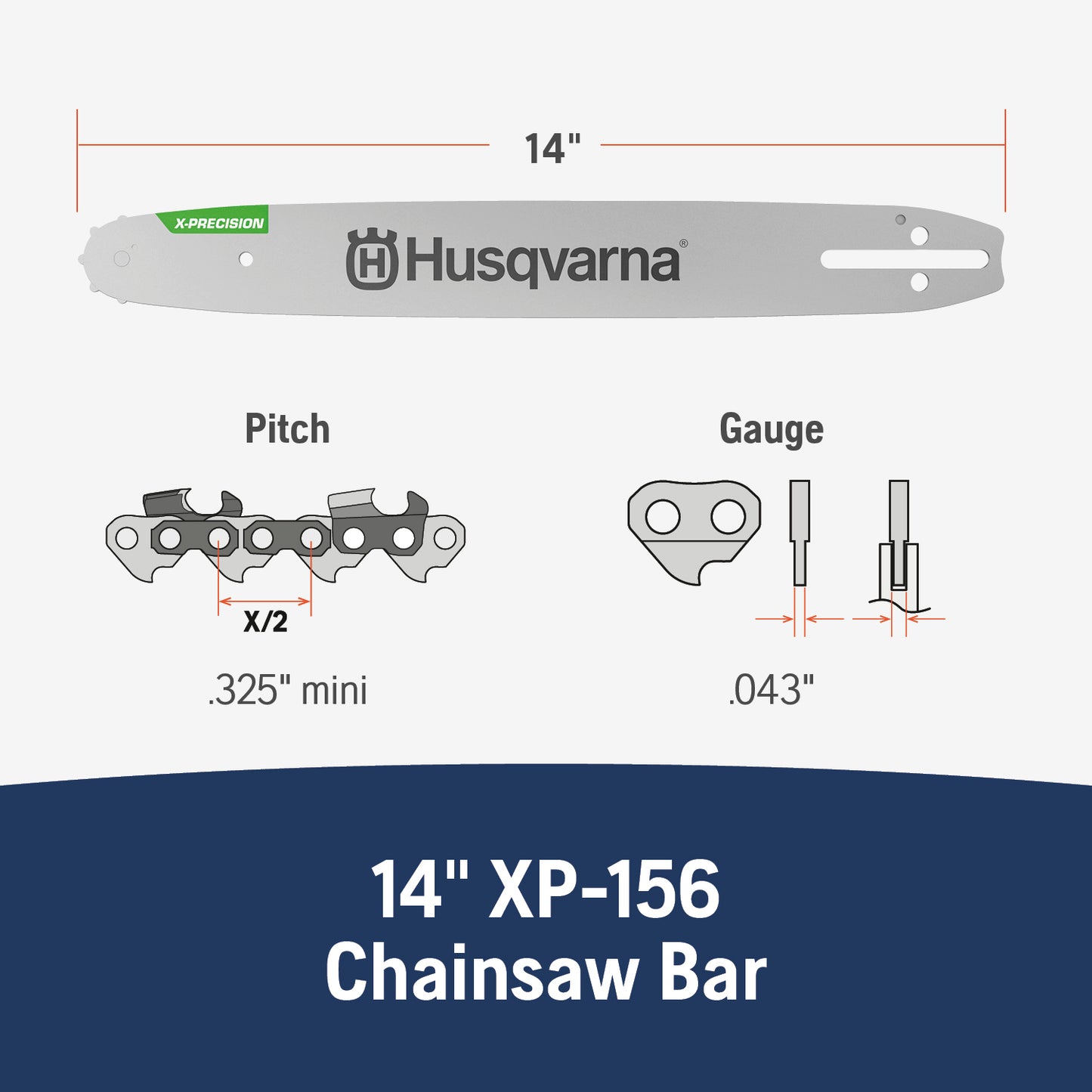 Husqvarna 14-Inch Laminated Guide Bar .325" Mini .043" Gauge - 596553659