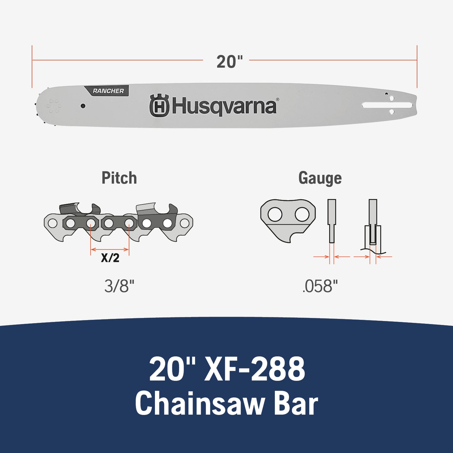 Husqvarna Rancher Chainsaw 20-Inch Guide Bar - 599999972